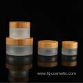 5g 15g 30g 50g 100g wholesale cosmetic containers face cream frosted clear glass Jar with bamboo lid